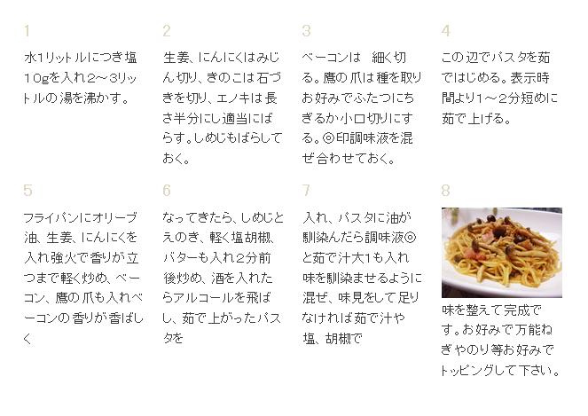 きのこパスタ手順
